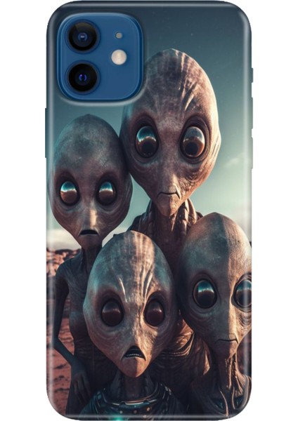 Apple iPhone 12 Kılıf Renkli Baskılı Silikon Ufo