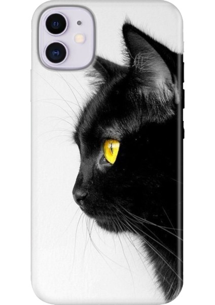 Apple iPhone 11 Kılıf Renkli Temalı iPhone 11 Silikon Kedi Bakışı
