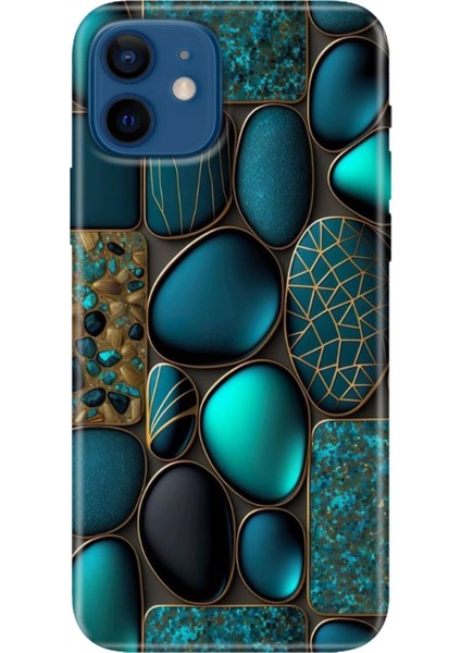 Apple iPhone 12 Kılıf Renkli Baskılı Silikon Marble