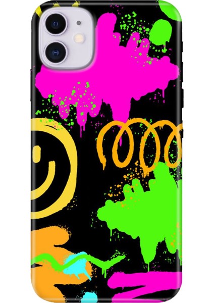 Apple iPhone 11 Kılıf Renkli Temalı iPhone 11 Silikon Smile