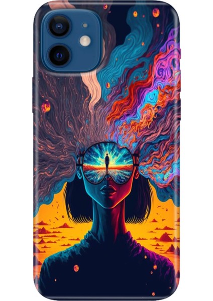 Apple iPhone 12 Kılıf Renkli Baskılı Silikon Girdap