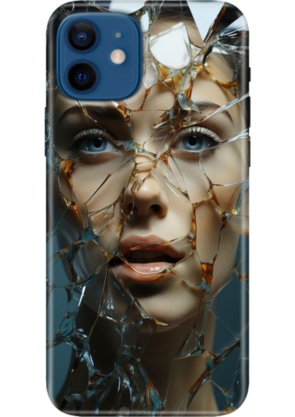 Apple iPhone 12 Kılıf Renkli Baskılı Silikon Cam Kırığı