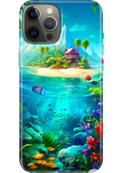 Apple iPhone 12 Pro Kılıf Tasarım Baskılı Silikon Island