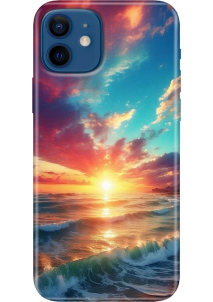 Apple iPhone 12 Kılıf Renkli Baskılı Silikon Okyanus