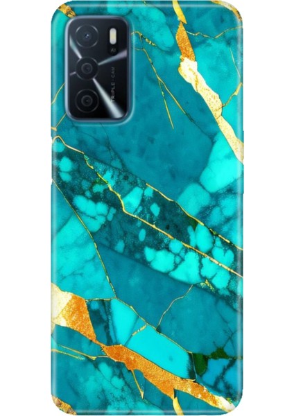 A16 Kapak Kılıf Uyumlu Oppo A16 Silikon Tasarım Stok Prag Mermer