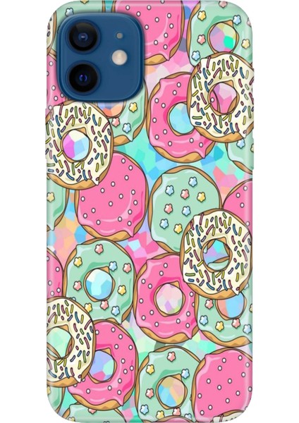 Apple iPhone 12 Kılıf Renkli Baskılı Silikon Donut