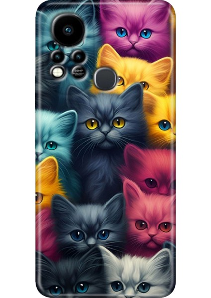 Infinix Hot 11S Uyumlu Kılıf Renkli Tpu Silikon Kedi Ordusu