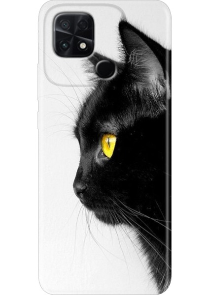 C40 Kılıf Renkli Temalı Poco C40 Silikon Kedi Bakışı