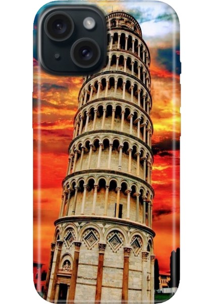 iPhone 13 - 14 Kılıf Desenli Kapak Renkli Tpu Uv Pizza Kulesi