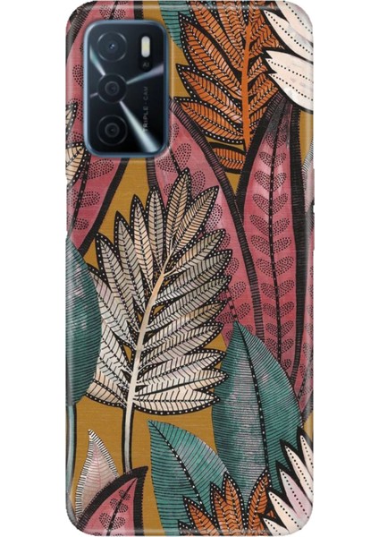 A16 Kapak Kılıf Uyumlu Oppo A16 Silikon Tasarım Stok Yapraklar