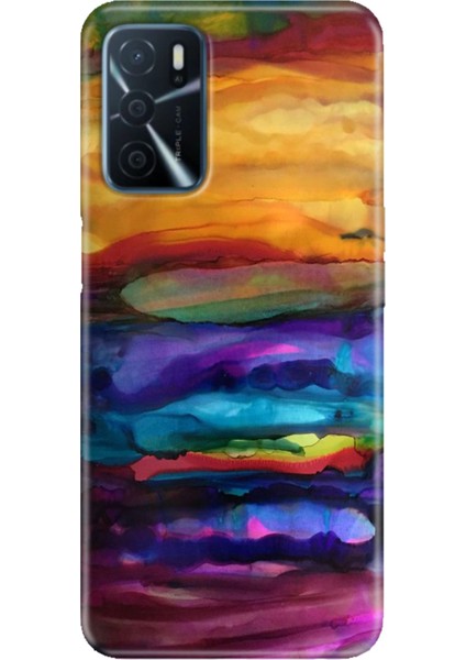 A16 Kapak Kılıf Uyumlu Oppo A16 Silikon Tasarım Stok Sulu Boya