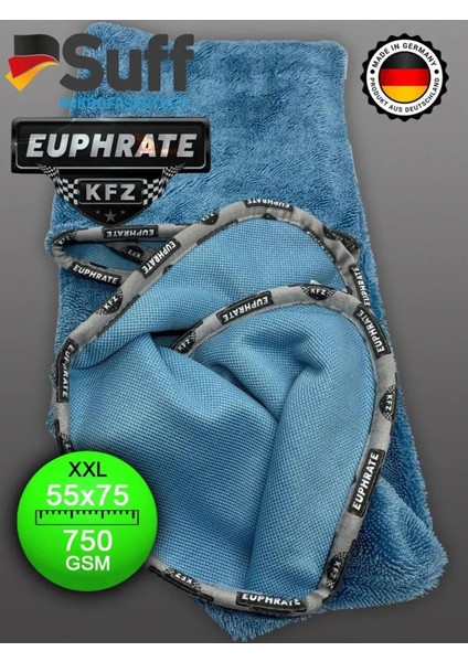 (2 Adet) Euphrate Mikrofiber Oto Kurulama ve Temizlik Alman Tank Bezi 75X55 Cm. 750 Gsm