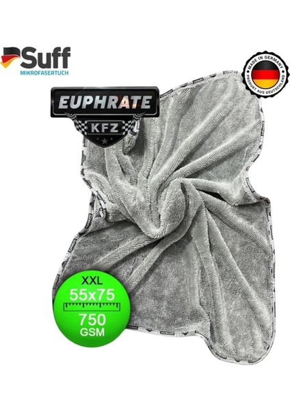 (2 Adet) Euphrate Mikrofiber Oto Kurulama ve Temizlik Alman Tank Bezi 75X55 Cm. 750 Gsm