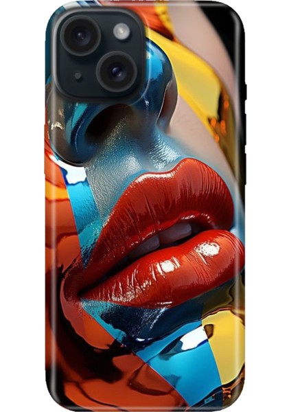 iPhone 15 Uyumlu Kılıf Desenli Kapak Renkli Tpu Uv Makyaj