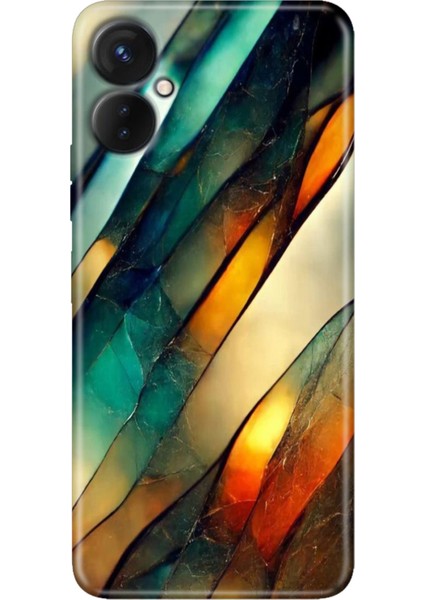 Camon 19 Neo Kılıf Desenli Camon 19 Neo Silikon Flora Mermer