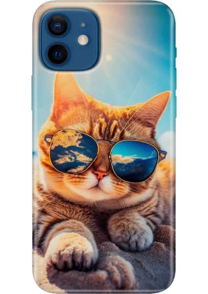 Apple iPhone 12 Kılıf Renkli Baskılı Silikon Cat