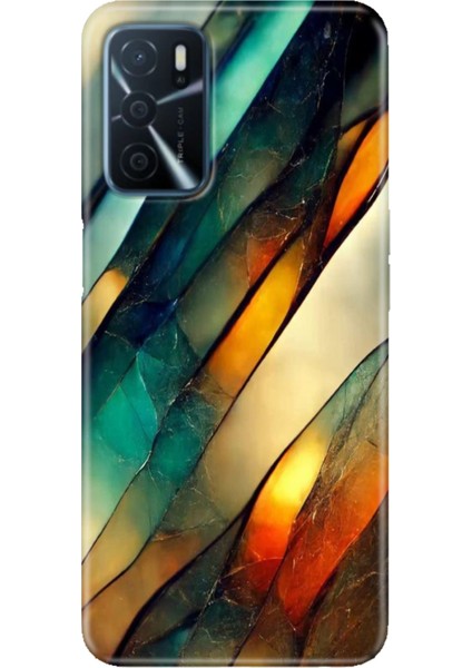 A16 Kapak Kılıf Uyumlu Oppo A16 Silikon Tasarım Stok Flora Mermer