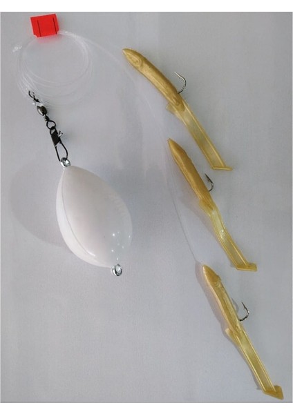 At - Çek Top Arkası Silikon Balık 3 Lü Hazır Set - Gold