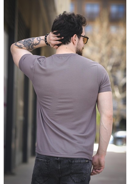 Slow Lives Waffle Kumaş Bisiklet Yaka Baskılı Erkek Tshirt fırsatları