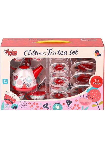 998A-998B Çiçek Desenli Metal Çay Seti 15 Parça -Vardem Oyuncak