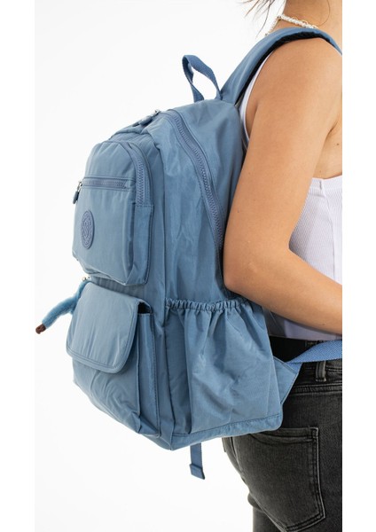 Suya Dayanıklı Kumaş Laptop Bölmeli Büyük Boy Okul Seyahat Sırt Çantası Sargınlar
