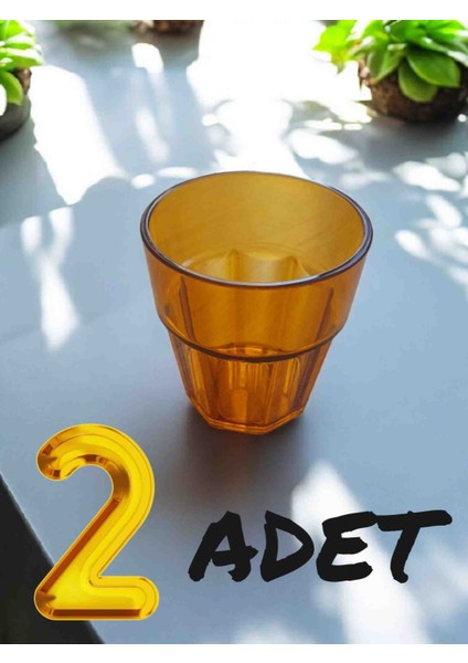 2 Adet 250 ml ,şeffaf Bakır Renginde Kırılmaz, Çizilmez, Polikarbon Plastik Casablanca Bardak