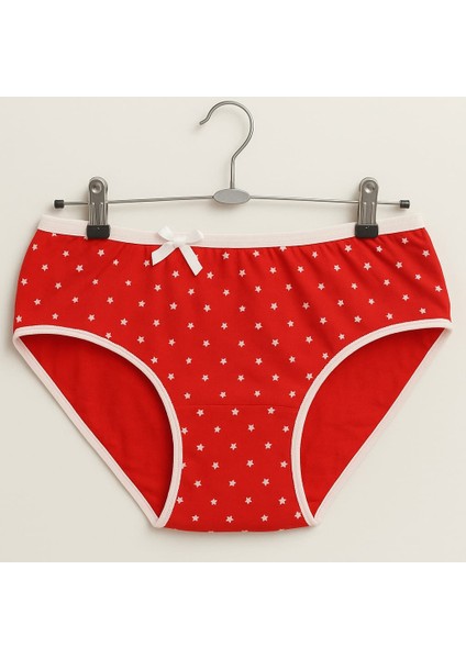 Yıldız Desenli Kadın Külot Kırmızı
