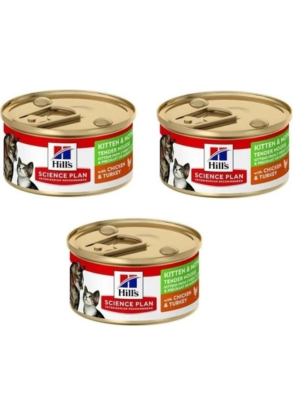 Kitten & Mother Tender Mousse Tavuk ve Hindili Yavru ve Anne Kedi Yaş Maması 85 gr x 3 Adet