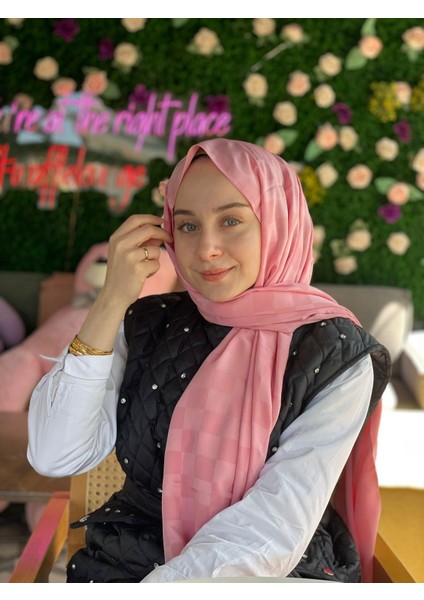 ŞEKER PEMBE Çağrı İpek Jakar Dama Şal