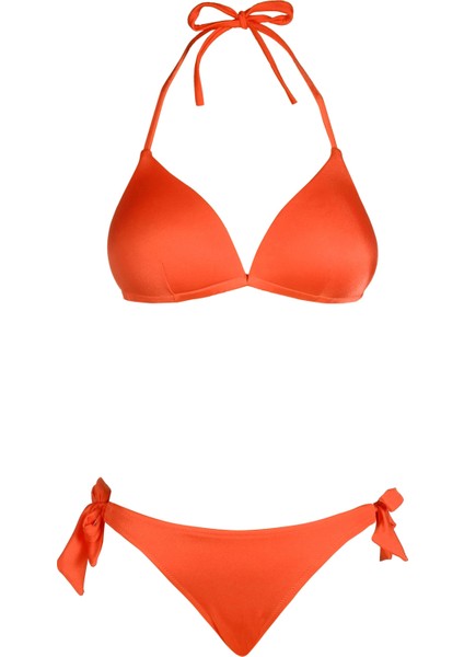 Kadın Üçgen Yarım Dolgulu Turuncu Bikini Takımı
