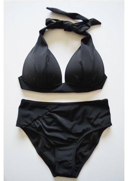 Kadın Yarım Dolgulu Siyah Yüksek Bel Bikini Takımı fiyatları