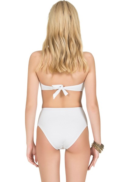 Kadın Yüksek Bel Aksesuarlı Beyaz Bikini Altı fiyatları