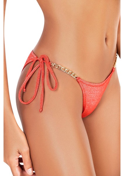 Kadın Zincir Aksesuarlı Üçgen Kırmızı Bikini Takımı fırsatları