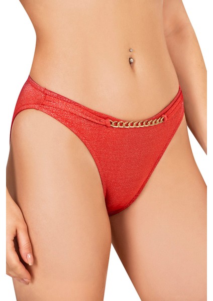 Kadın Zincir Aksesuarlı Kırmızı Bikini Takımı fırsatları