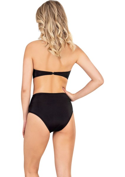 Kadın Boyundan Bağlamalı Siyah Bikini Üstü