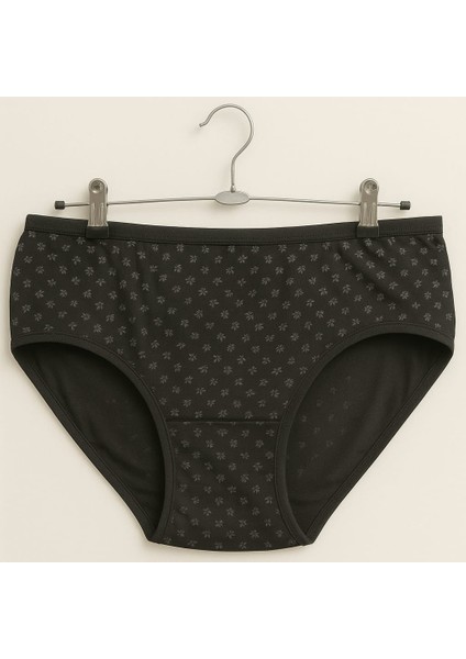 Çiçek Desenli Kadın Külot Siyah
