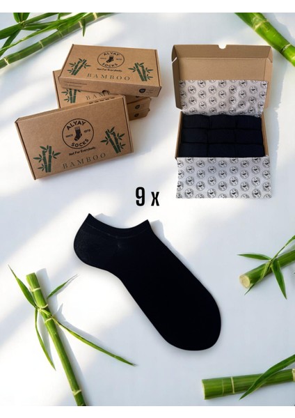Bambu Erkek Patik Çorap Dikişsiz 9'lu Premium Kutu