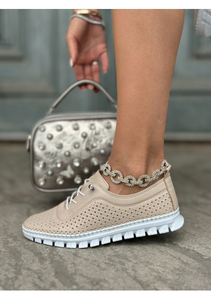 Ajla 2 Deri Spor Ayakkabı Bej