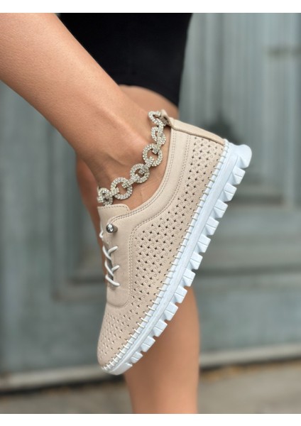 Ajla 2 Deri Spor Ayakkabı Bej fırsatları