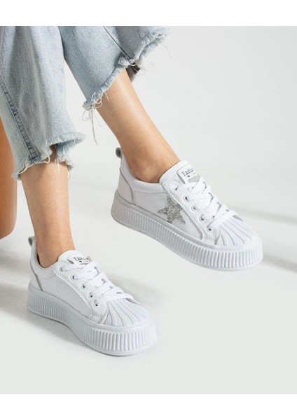 Qasi Kristal Taşlı Özel Tasarım Spor Ayakkabı Beyaz fiyatları