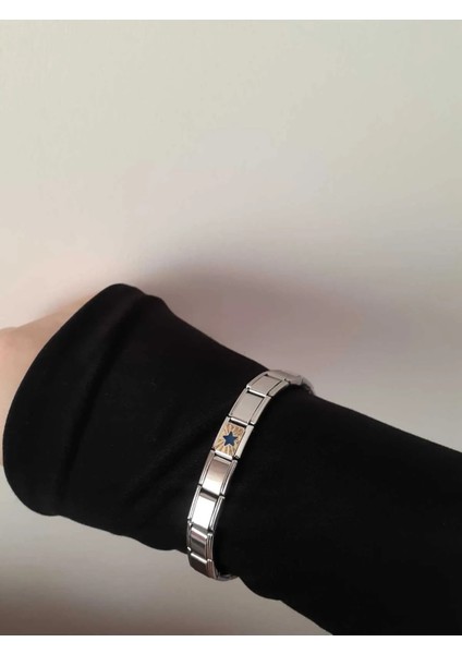 Çelik Yıldızlı Italyan Charm Bileklik