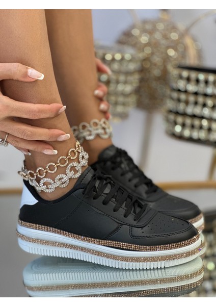 Alisa Kristal Taşlı Spor Ayakkabı Siyah fiyatları