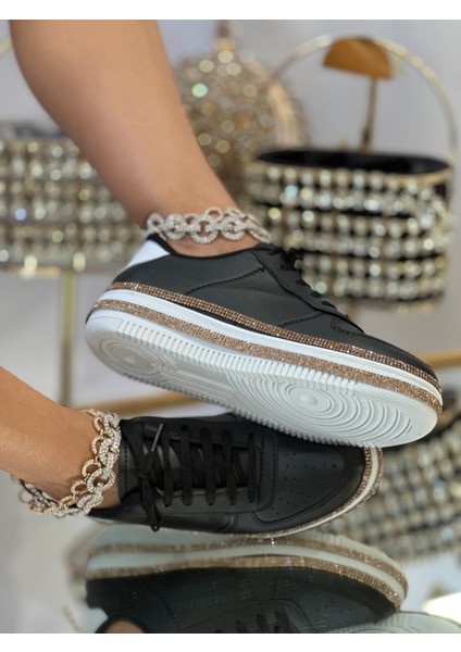 Alisa Kristal Taşlı Spor Ayakkabı Siyah indirimleri