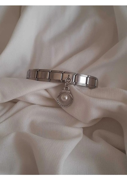 Çelik Istiridye Italyan Charm Bileklik