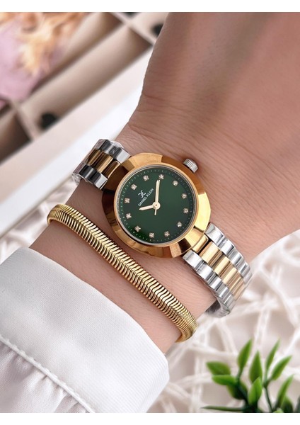 Çelik Kordon 3 Atm Suya Dayanıklı Özel Tasarım Kadın Kol Saat+Bileklik VS.BLKT.0216