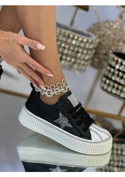Juno Kristal Taşlı Spor Ayakkabı Siyah modelleri