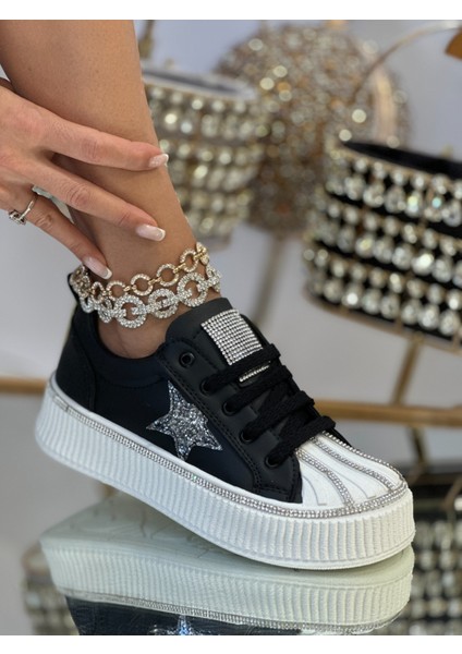 Juno Kristal Taşlı Spor Ayakkabı Siyah fırsatları