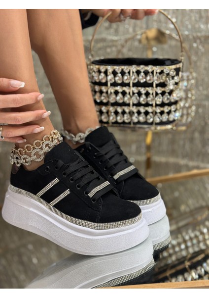 Bird Kristal Taşlı Spor Ayakkabı Siyah