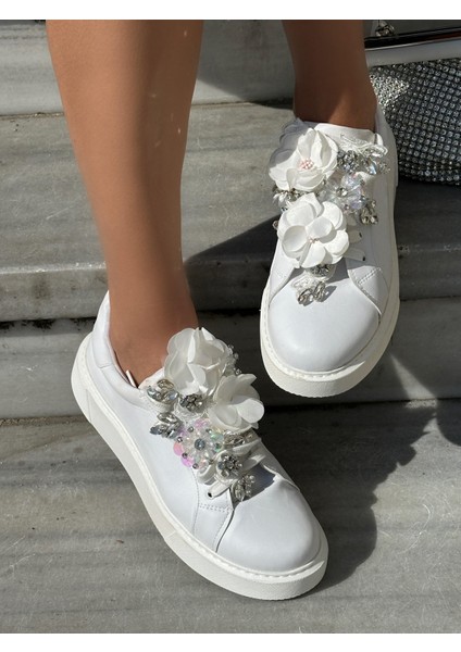 Flower Özel Tasarım Spor Ayakkabı Beyaz fırsatları