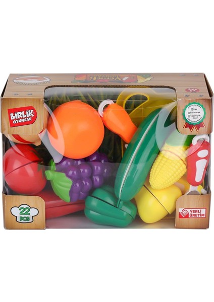 Birlik Toys URT007-KUTU-2AB 22 Pcs Kesilebilien Sebze Meyveler